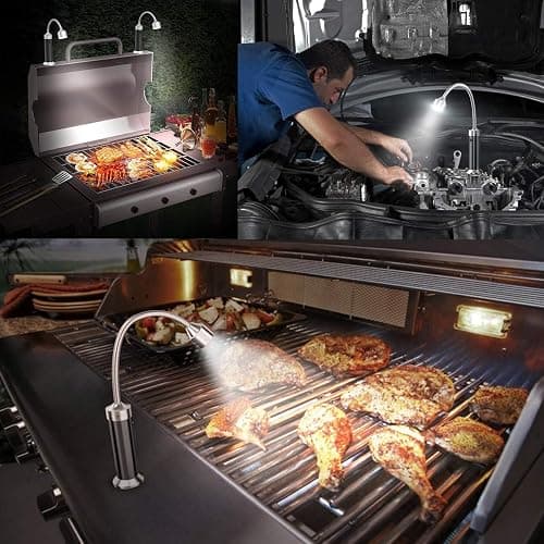 MojiDecor Lampe pour Barbecue Lot de 2 Lumières LED de Gril BBQ avec Base magnétique Rotation à 360 Degrés Flexible Réglable pour Barbecue, Camping, Fête, Extérieur thumbnail 3