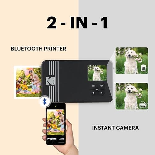 KODAK Mini Shot 3 Retro 4PASS 2-in-1 Instant Digital Camera and Photo Printer (3x3 inches) + 60 Sheets Cartridge Bundle, White - White - 3x3 Camera + 68 Sheets thumbnail 2