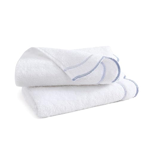 Peri Home 100% Cotton Hand Towel for Bathroom, Embroidered, Soft & Absorbent, 500 GSM, 1 Piece, 16" x 27", White with Blue Scallop thumbnail 7