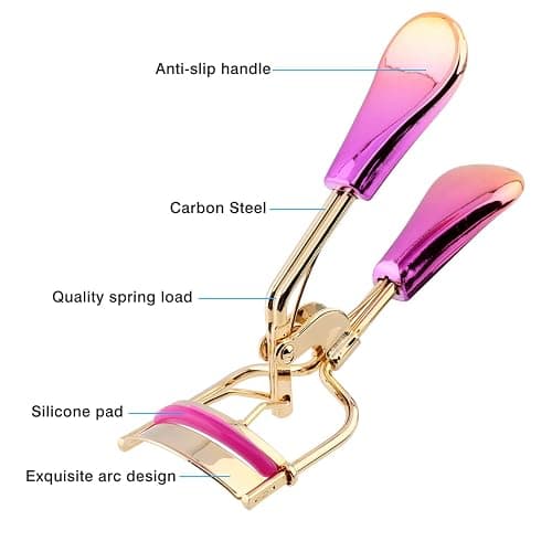 Luxspire Eyelash Curler with 4Pcs Refill Pads, Professional Handle Eye Lash Curler Iron Curling Clip Beauty Makeup Tool Fits All Eye Shapes, Rose Red thumbnail 3