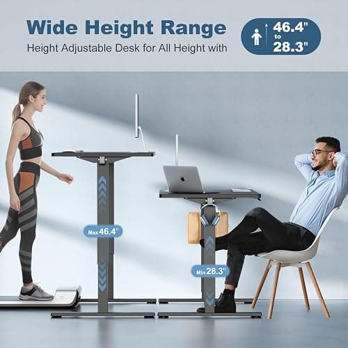 DUMOS 55 Inch Electric Standing Desk Height Adjustable, Sit to Stand Computer Workstations Large Work PC Table Home Office Writing Gaming Desks with Memory Presets for Walking Pad, Bedroom, Black thumbnail 4