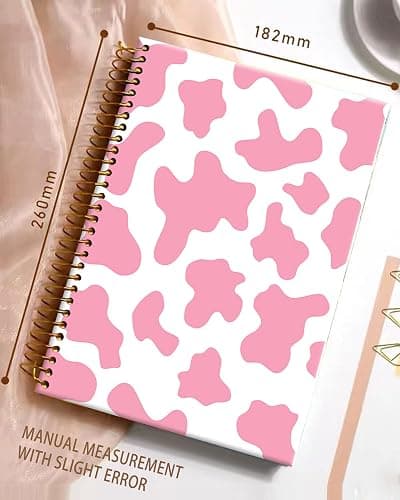 iampanda Spiral Journal Notebook,Cute Strong Twin-Wire Binding with Premium Paper for Girl Women,60 Sheets A5 College Ruled Notebook/Journal,Perfect for School Office Home Gifts,Pink Cow thumbnail 3