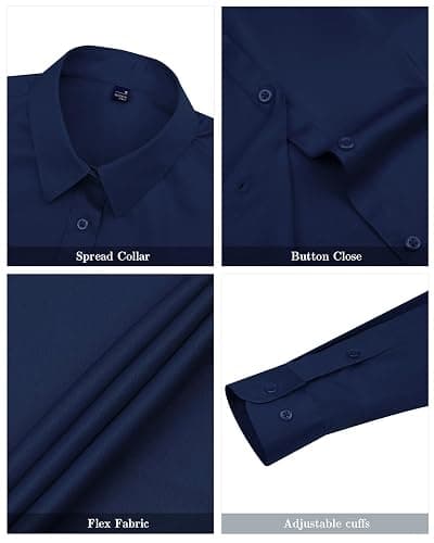 J.VER Womens Dress Shirts Long Sleeve Button Down Shirt Wrinkle-Free Business Casual Blouse Office Work Tops thumbnail 4