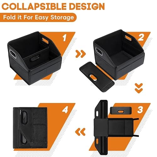 Adullama Car Storage Organizer Reinforced Dividable Leather Car Caddy Basket for Front Seat Floor Back Sturdy Frosted Handle 8 Compartments Adjustable Strap Buckles Slip-Resistant for SUV Truck thumbnail 7