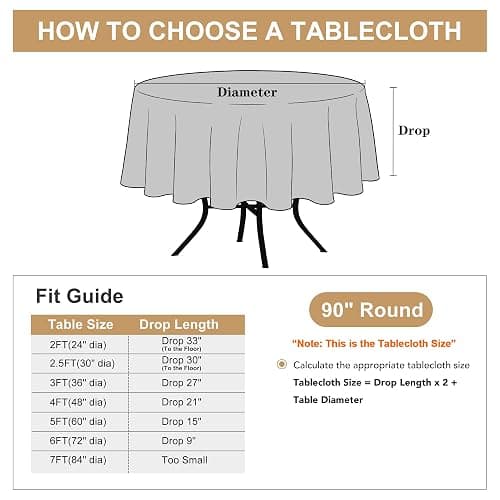 sancua 90 Inch Round Tablecloth Black, 8 Pack - Circle Polyester Fabric Table Cloth for Wedding Party Reception Banquet Birthday, Washable Formal Table Cover (Fit 30-72 Inch Tables) thumbnail 7