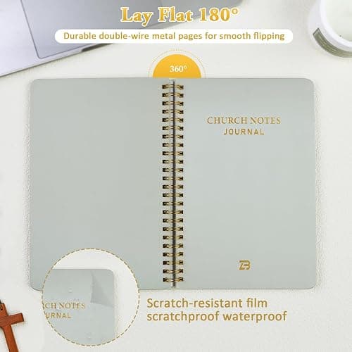 Church Notes Journal & Sermon Notes Notebook - Guided Christian Notebook for Key Points, Scripture Verses & Reflection | Spiritual Gift for Men & Women Bible Study Supplies, Green thumbnail 6