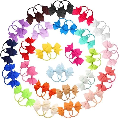 CÉLLOT Baby Hair Ties with Bows,50pcs 2inch Baby Hair Bows Durable Rubber Bands Ponytail Holders Toddler Essential Hair Accessories for Infants Baby Girls in Pairs thumbnail 4