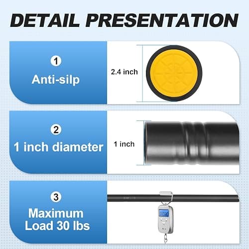 CorkLatta Black Shower Curtain Rod 31 to 80 Inch,1 Inch Diameter Adjustable Spring Tension Stainless Steel Telescoping Rod,Easy Install,No Rust thumbnail 4