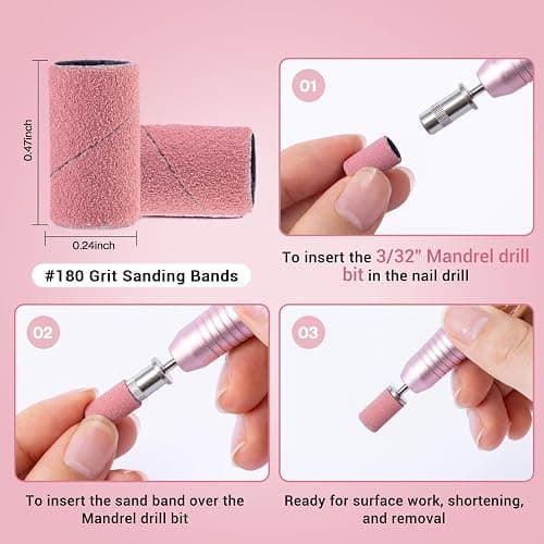MelodySusie 100 Pcs Nail Drill Bits Sanding Bands for Nail Drill 180 Fine Grit Nail File Sanding Bands for Acrylic Nails Gel Manicures and Pedicure thumbnail 3