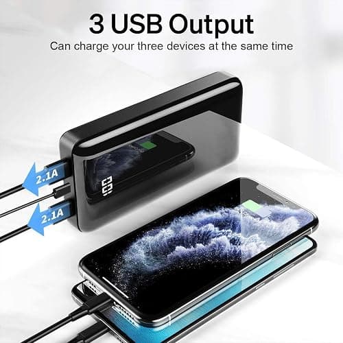 Power Bank 27,000mAh, QC 4.0 USB C 22.5W Fast Charging PD 20W Portable Charger, Mobile Phone Battery Pack 3 Outputs & 2 Inputs High Capacity Compatible for Smartphones thumbnail 4