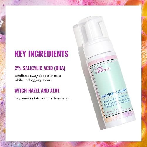 Good Molecules Acne Foaming Cleanser - 2% Salicylic Acid Foam Cleanser - Gentle Acne Face Wash with Alcohol Free Witch Hazel and Aloe - Skin Care for Face thumbnail 3