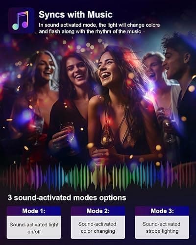 Luditek 2-Pack Sound Activated Party Lights with Remote Control, Disco Ball Light, DJ Strobe Lamp for Home Room Dance Party Supplies White Elephant Gifts Birthday Christmas Halloween Party Decorations thumbnail 8
