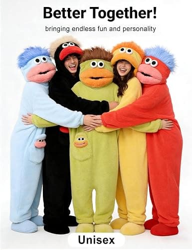 Brrioe Funny Big Mouth Monster Onesie Pajamas with Large Comb – Oversized Plush Fleece Hooded One Piece for Sleep & Party thumbnail 5