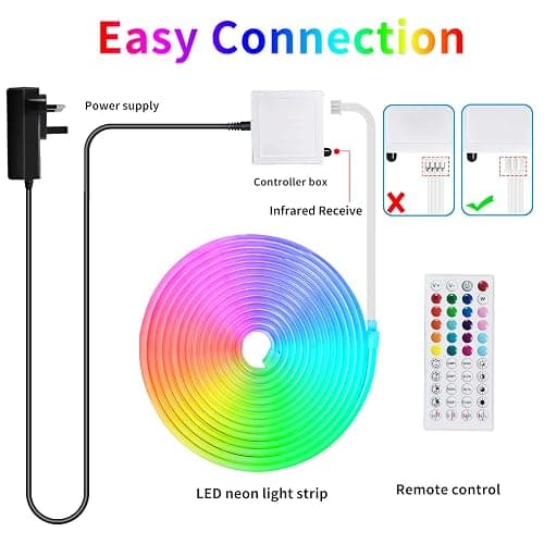 segrass Flexible LED neon Lights Strip 10M 24v RGB with Remote,APP Control, IP65 Waterproof for Bedroom,Room,Outdoors Decor - 10M thumbnail 7