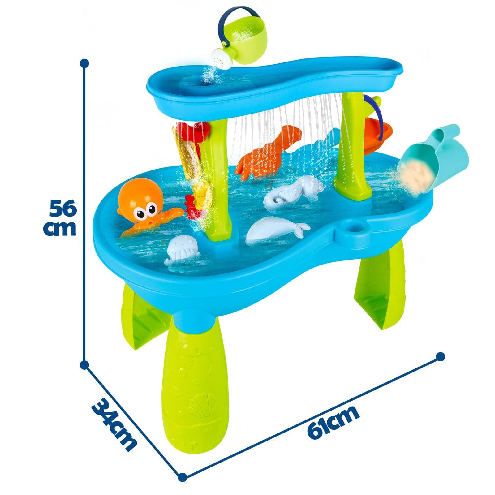 KIDBOT Sand and Water Table,2 Tier Pool Play Toys for Educational Beach Outdoor Activity Summer Backyard Kids Pretend Set thumbnail 3