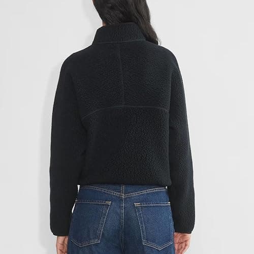 Keeliya Womens Fleece Sweatshirts Cropped Half Zip Fuzzy Warm Sherpa Pullover Varsity Jackets with Zipper Pockets thumbnail 4