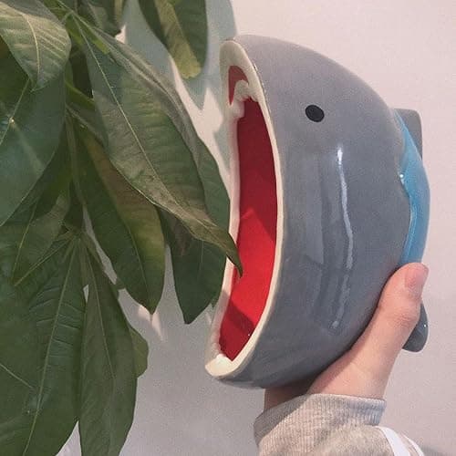 DDMDBYHRY 40oz Shark Attack Bowl Lead-Free, Ceramic Popcorn Bowl, Personalized Cute Bowl, Food-Safe Materials, Microwave/Oven/Freezer/Dishwasher Safe (Gray), DDM-BOWL-0001 thumbnail 3
