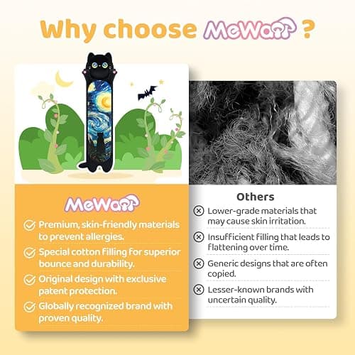 Mewaii Long Cat Plush Body Pillow, Cute Cat Plush Animals Kawaii Soft Plushies, Kitten Plush Pillow Gift for Girls Boys (Blue Starry Cat 53 Inch) thumbnail 7