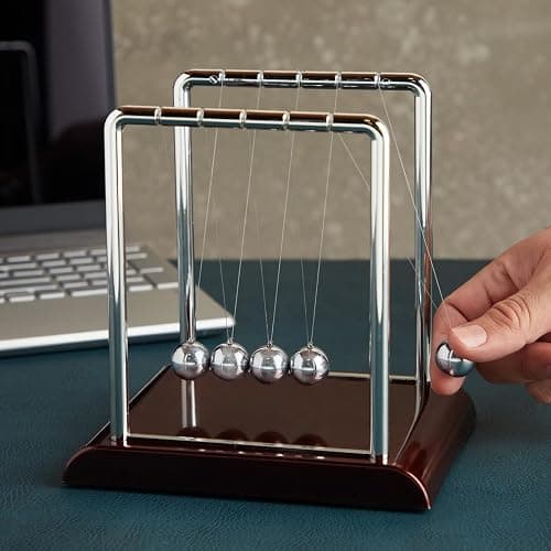 Juvale Newtons Cradle Pendulum - 7 x 6 x 7 in, Silver Stainless Steel - Desk Decor & Office Decor for Men - Stress Relief Desk Toy - Science Teacher Gift & Physics Toy thumbnail 4