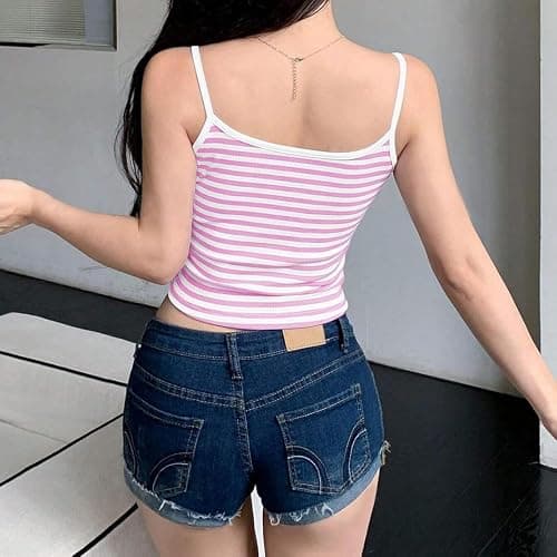 Foidiccx Crop Tank Top Sleeveless Backless Spaghetti Strap Cami Y2k Going Out Camisole Teen Girl Cute Aesthetic Summer Shirt thumbnail 3