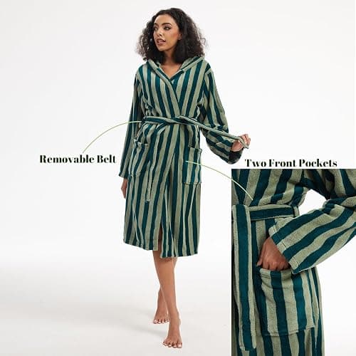 Terry Striped Robe - Cotton Kimono Terry Cloth Bathrobe thumbnail 4