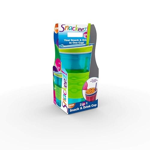 Snackeez Travel Snack & Drink Cup with Straw, Blue,16 oz thumbnail 7