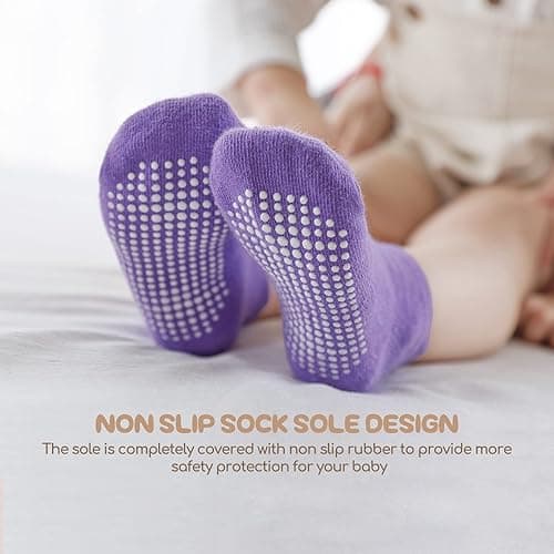 Aroveea Non Slip Grip Ankle Baby Socks 12 Pack for Toddler Boys and Girls Kids Infant Baby Cute Cotton Socks thumbnail 5