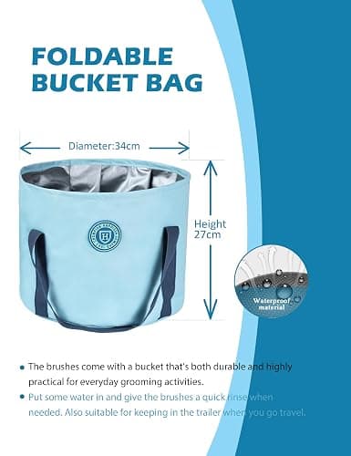 Harrison Howard Horse Grooming Kit 9-Piece Equine Care Series Horse Brush Sets with Organizer Tote Bag Soft Blue - Soft Blue（horse bag） thumbnail 3
