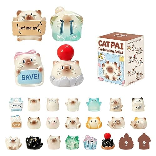 NICOBOX 2Pcs Cat PAI Performing Artist Series Blind Box Figures, Single Box | Cute Cat Mystery Box, Resin Figurines Collectible Toys, Kawaii Pet Home Decorations, Random Design, Holiday Birthday Gifts - Image 1