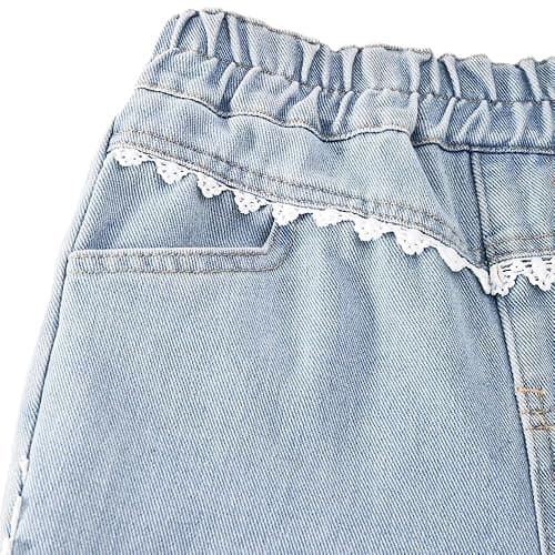 Nivne Tco Girls Baggy Jeans, Wide Leg Pants with Lace Trim - Trendy Loose Fit Casual Pants with Pockets for Everyday Wear thumbnail 3