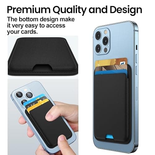 iLodn Magnetic Wallet Compatible with MagSafe for iPhone 17 16 15 14 13 12 Pro Max Air Plus Model, Mag 3 Safe Card Holder Stick on Accessories for Apple Cell Phone & Case, White thumbnail 5