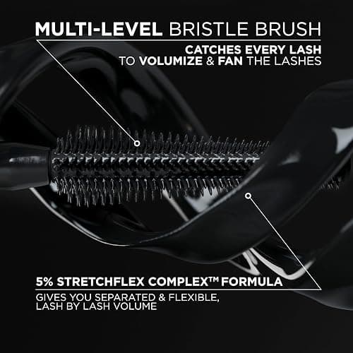 L'Oreal Paris Voluminous Panorama Mascara, Volumizing and Lengthening Mascara, Washable Longwear and Smudge Resistant Make Up, Blackest Black, 0.33 Fl Oz thumbnail 5