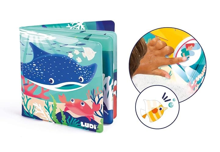 Ludi - Livre De Bain Magique - 12 Animaux Marins Et Coraux - À Décourvrir Au Contact De l'eau - Dès 10 Mois - Découverte, Motricité Fine Et Réflexion - Thème Marin thumbnail 4