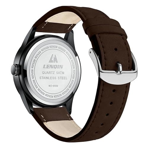 LN LENQIN Mens Watches Military Watches for Men Analog Quartz Watch Waterproof Men's Wrist Watches with Date Tactical Field Watch Leather Band thumbnail 2