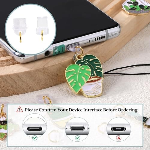 WEWAYSMILE 8 Pcs Type C Dust Plug Charm Cute Cell Phone Charms Mobile Dustproof Plugs with Charms for Most Type C USB C Cell Phone(Gothic Style) thumbnail 6