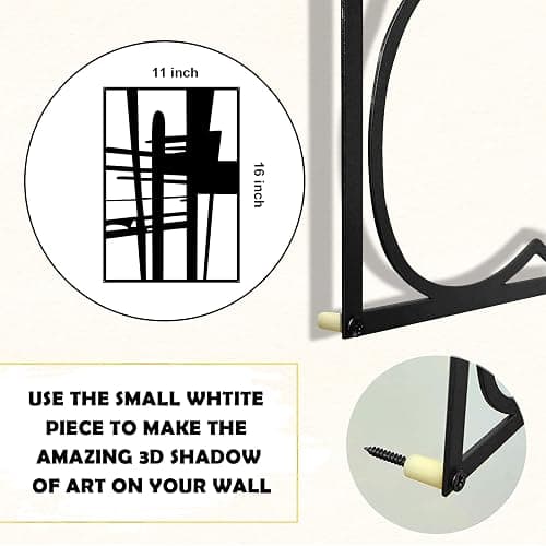 Glamativity 4 Pack Black Abstract Metal Wall Art, Minimalist Décor Single Line Art Wall Décor, 3D Textured Metal Wall Sculptures, for Living Room Bedroom Bathroom Study Room (Black Abstract, M Size 16 x 11'') thumbnail 6
