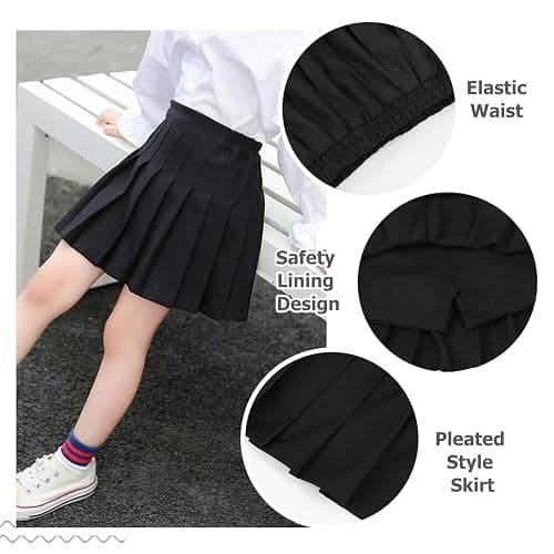 Girls' School Uniform Skirt Set，Girls Bow Tie Shirt Top with Pleated Mini Skirt Suit Costume Cute Student Outfit Set thumbnail 5