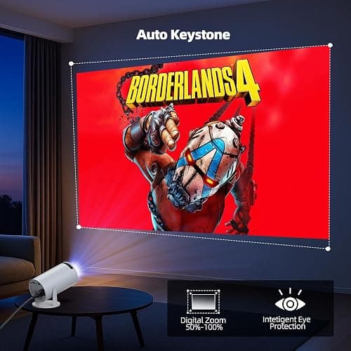 Projector with WiFi and Bluetooth, Mini Projector, 4K 1080P Support Portable Wireless Movie Projectors 220° Rotatable 130'' Screen Auto Keystone Compatible with HDMI/iPhone/TV Stick for Bedroom Indoor thumbnail 6