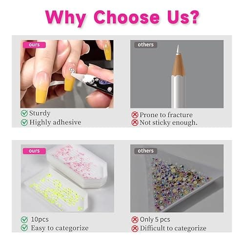 ESUOHYM 10 Pcs Wax Pencil for Bedazzling with 10 Pcs Diamond Art Trays | High Adhesion Bedazzling Wax Pen for Resin Gem, Trays for Sort Rhinestones, Rhinestone Picker Tools for DIY Art Craft Project thumbnail 7