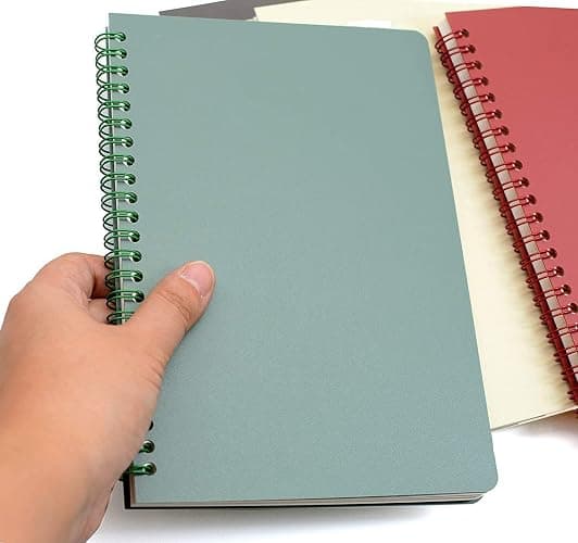 Yansanido Aesthetic Spiral Notebook, 4 Pcs A5 Thick Plastic Hardcover 8mm Ruled 4 Color 80 Sheets -160 Pages Journals for Study and Notes (Ruled-4pcs Wine Red,Black,Dark Green,Beige, A5) thumbnail 4