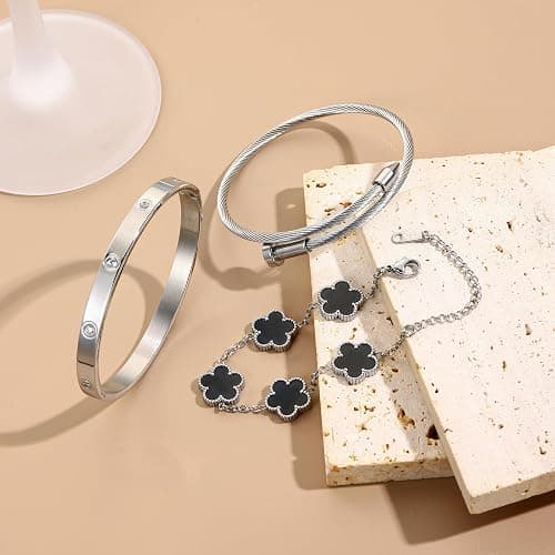 Jade cabbage Gold Bracelets for Women 18K Gold Plated Love Friendship Bracelet With Cubic Zirconia Cuff Bangle Jewelry Set Witness the Gift of Love thumbnail 6