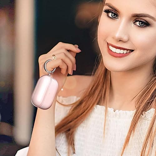 ULAK Compatible with Airpods Pro & AirPods Pro 2 Case, Design Soft TPU Airpod Pro 1st/2nd Generation Case 2022/2019 with Ring Keychain Shockproof Protecitve Cover, Light Pink thumbnail 7