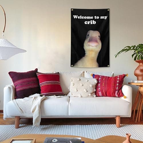 Welcome to My Crib Cute Duck Flag Teen Girl Boys College Room Dorm Decor Cool Stuff Funny Anime Flags for Room Home Decorations Posters Tapestry for Bedroom Wall art Hanging,2x3 FT thumbnail 4