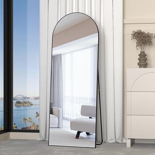 NEUWEABY Full Length Mirror, 56"x16" Arch Mirror Floor Mirror with Stand, Black Arched Full Body Standing or Leaning Mirrors for Bedroom, Living Room thumbnail 5