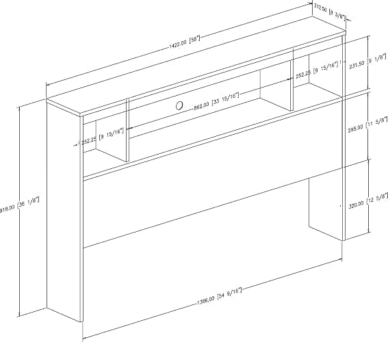 South Shore Furniture Spark Collection, Full Bookcase Headboard, Pure White thumbnail 3