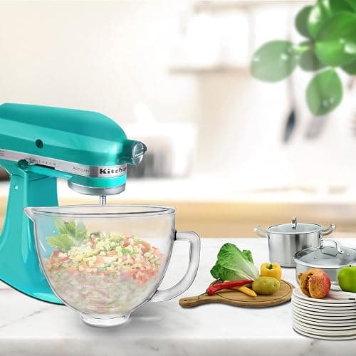 Glass Bowl Compatible With KITCHENAID Stand Mixer,5QT,With Red Lid Compatible with Artisan 5KSM125, 5KSM150, 5KSM175, 5KSM7580, KSM150, RRK150 and More Models for Simple Attachment thumbnail 2