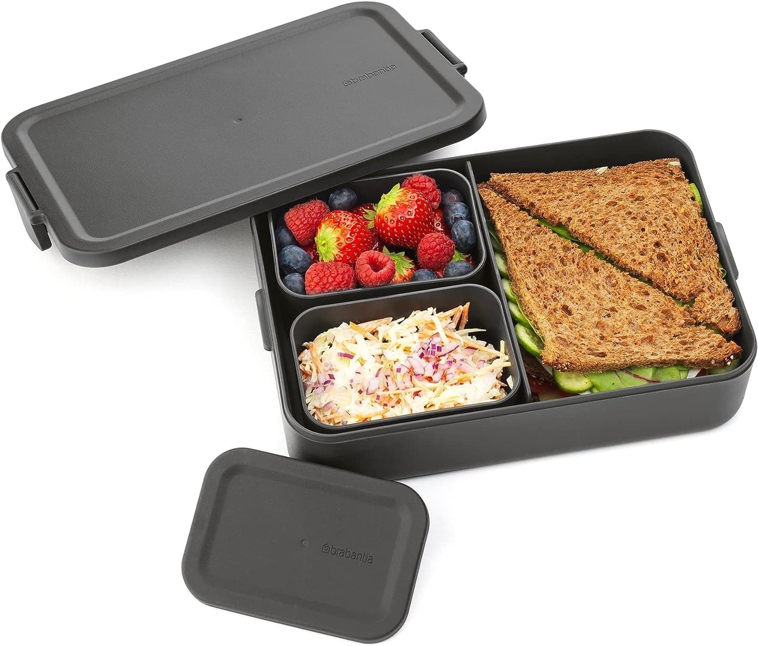 Brabantia Make & Take Lunch Box Bento, Lunch Container, Dark Grey, 2L thumbnail 5