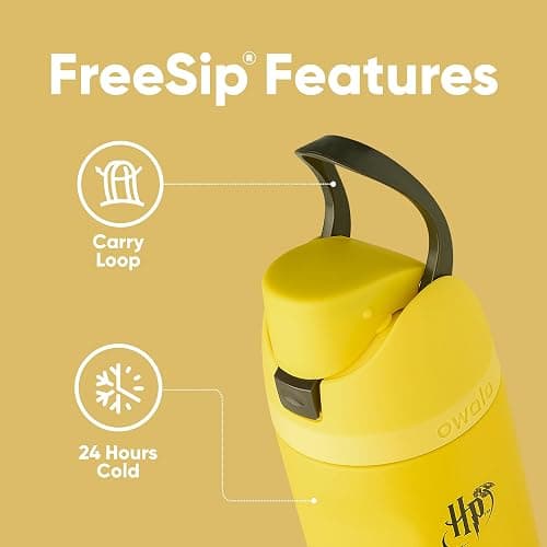 Owala Harry Potter FreeSip Insulated Stainless Steel Water Bottle with Straw, BPA-Free Sports Water Bottle, Great for Travel, 24 oz, Hufflepuff thumbnail 3