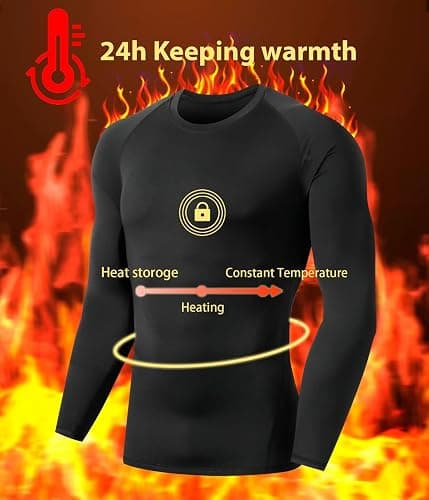 5 or 4 Pack Men's Thermal Compression Shirt Fleece Lined Long Sleeve Athletic Base Layer Cold Weather Gear Workout Top thumbnail 3