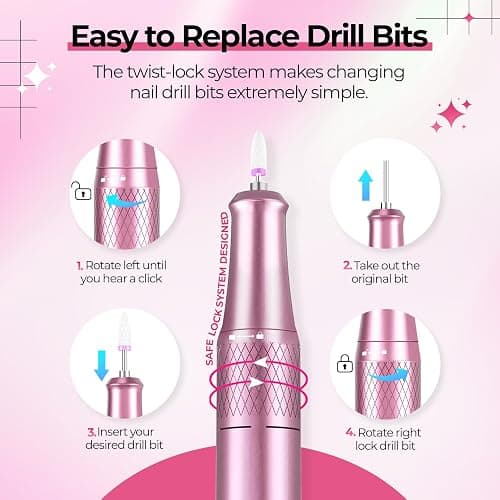 JOSGLOI 40000RPM Professional Nail Drill E-File for Gel Polish Removal | LCD Display; Smooth Stepless Control; Quiet Low-Vibration; Ideal for Manicure Pedicure Nail Prep, Salon & Home DIY Nail Care thumbnail 3